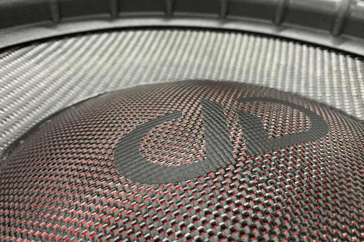 USA Made Subwoofers with carbon fiber dust cap and cone and black DDA logo