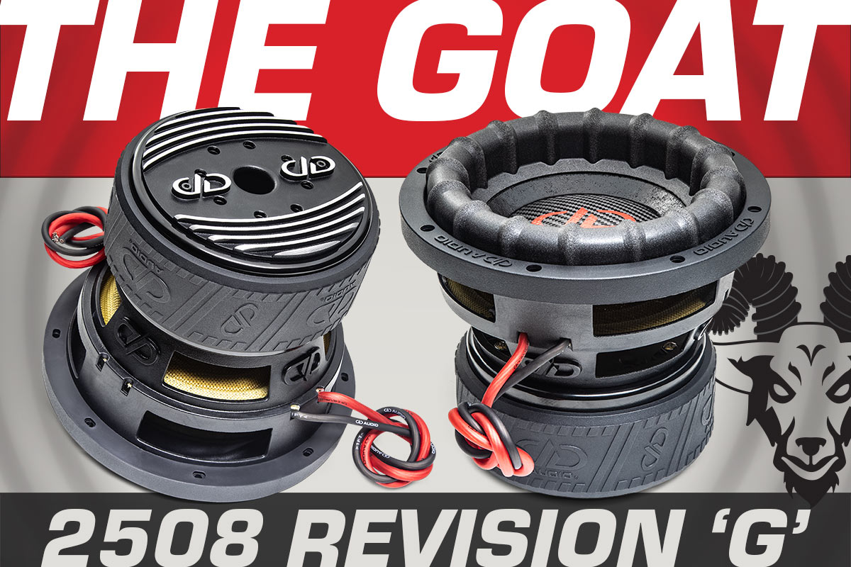8 inch 2508 revision g subwoofer the goat feature image showing two angles of the same subwoofer