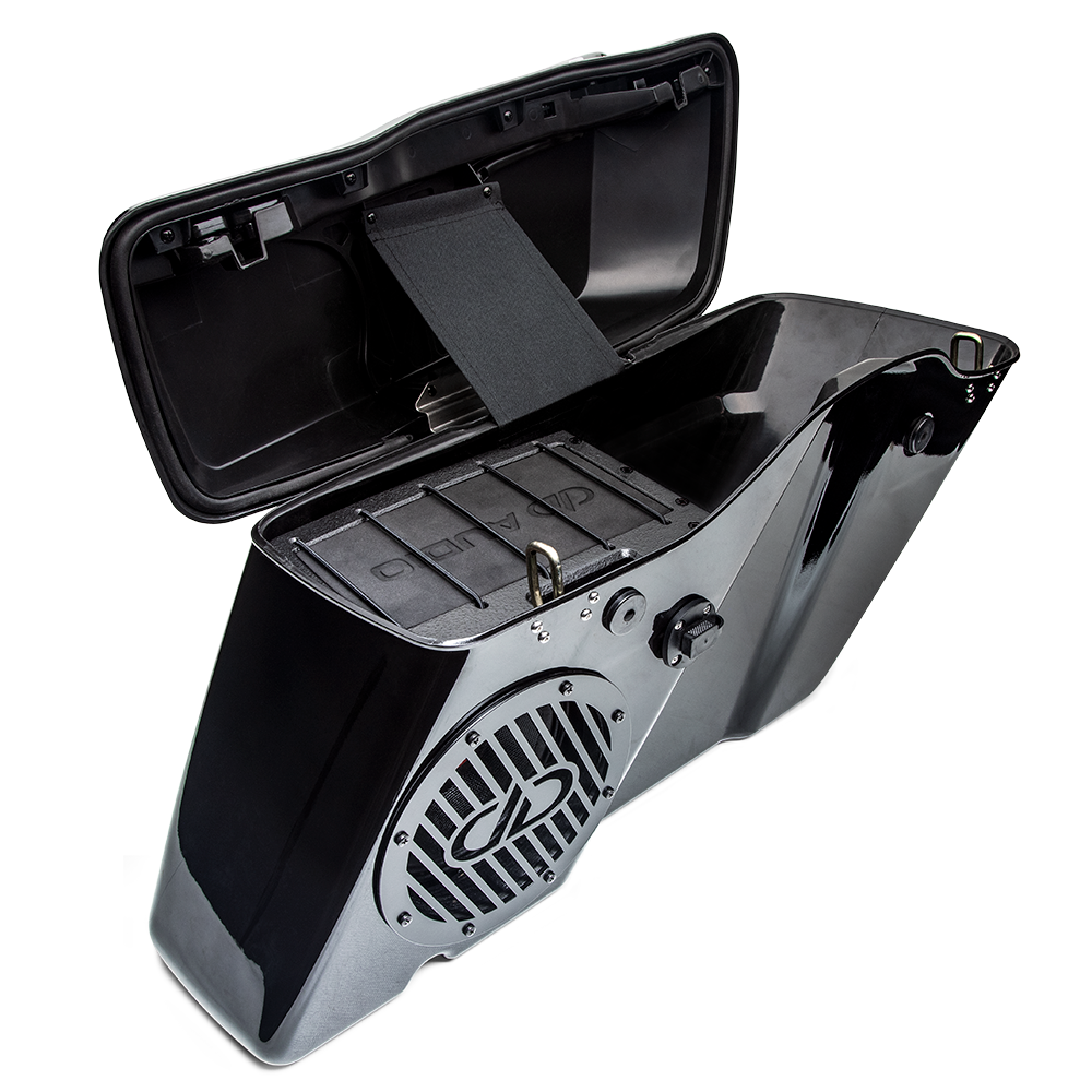 Photo of HD8-SBKa showing kit mounted in open bag with speaker (not included)