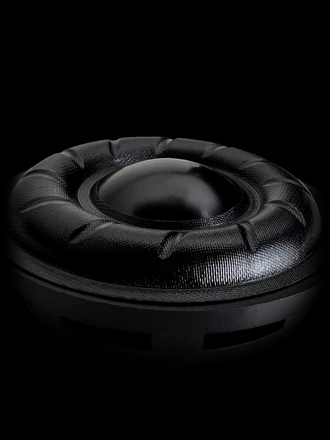 Stylized close-up of tweeter diaphragm and surround