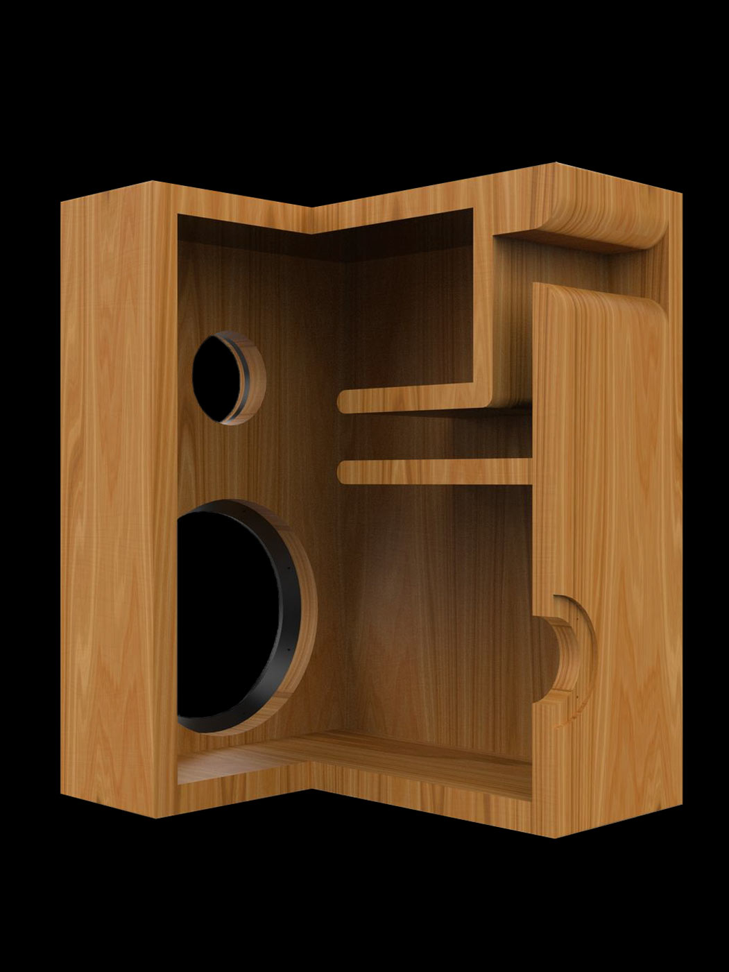 Stylized close-up of woofer cone surround, cone, and dustcap