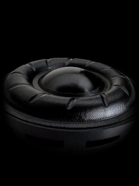 Stylized close-up of tweeter diaphragm and surround