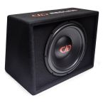 12" REDLINE RL-SE12 sealed enclosure tilted to show logo