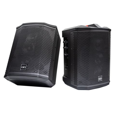 Photo of two rager-wpa-3.1 Wireless Pro Audio speakers side by side, shot facing front showing angles
